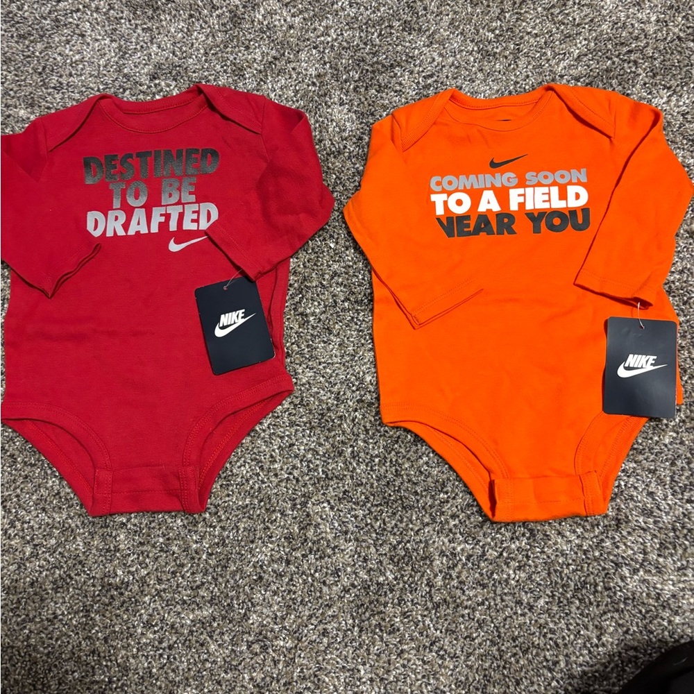 Nike Kids Bodysuit Set - Maroon and Bright Orange